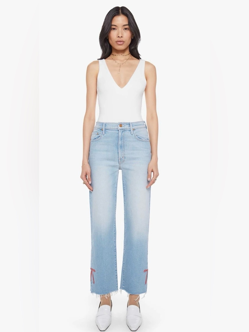 MOTHER The Rambler Zip Slice Hover Fray Size 28 NWT